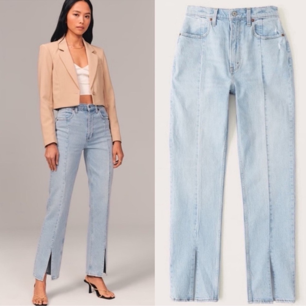 ⏰🚨👖NWT! A&Fitch The 90s Straight Leg Ultra High Rise split hem jeans size 34